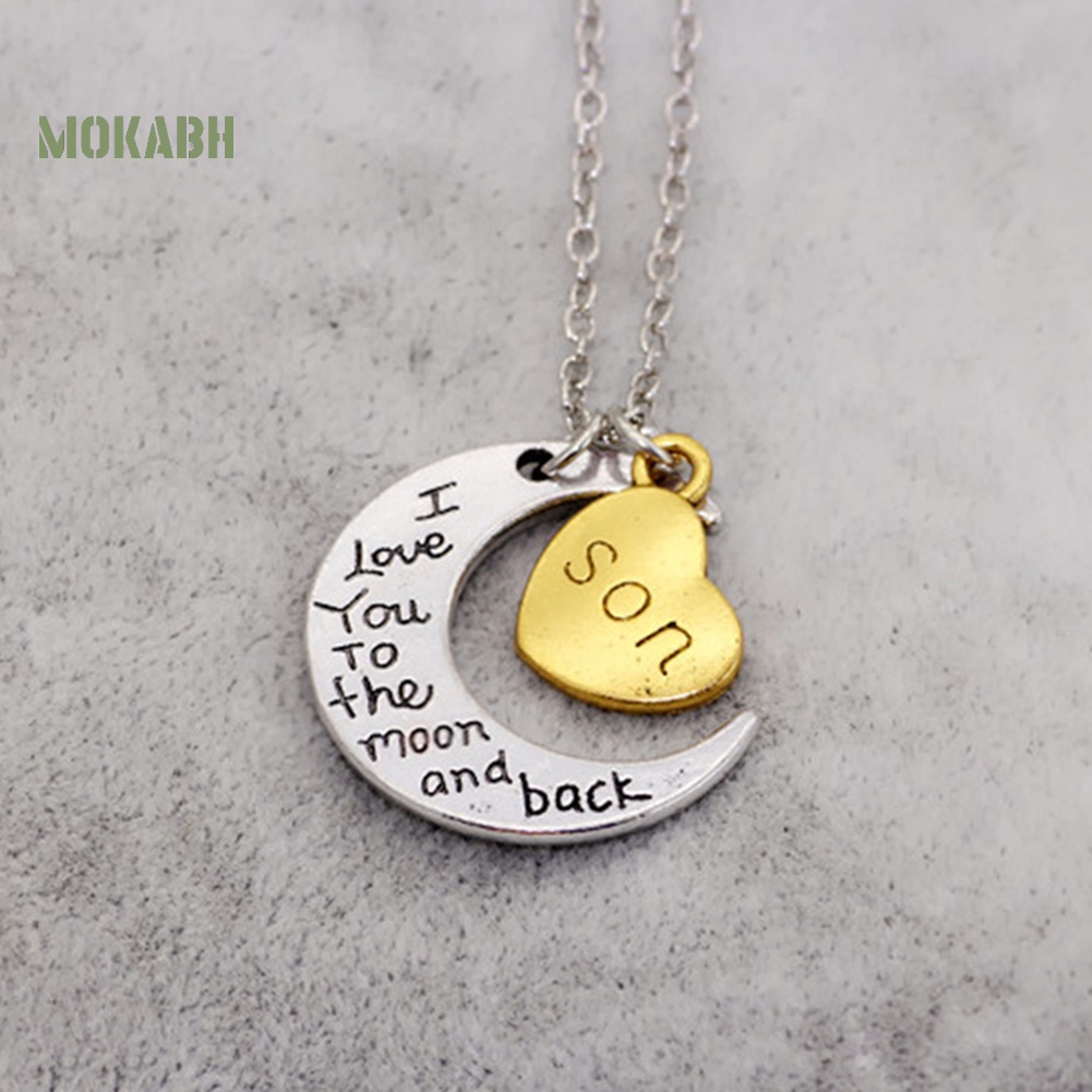 Vòng cổ Mặt Trăng Và Trái Tim Khắc Chữ I Love You Thời Trang Cho Gia Đình