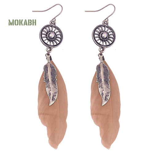 Bông Tai HợP Kim HìNh BáNh Xe ĐíNh Lông Vũ Xinh XắN