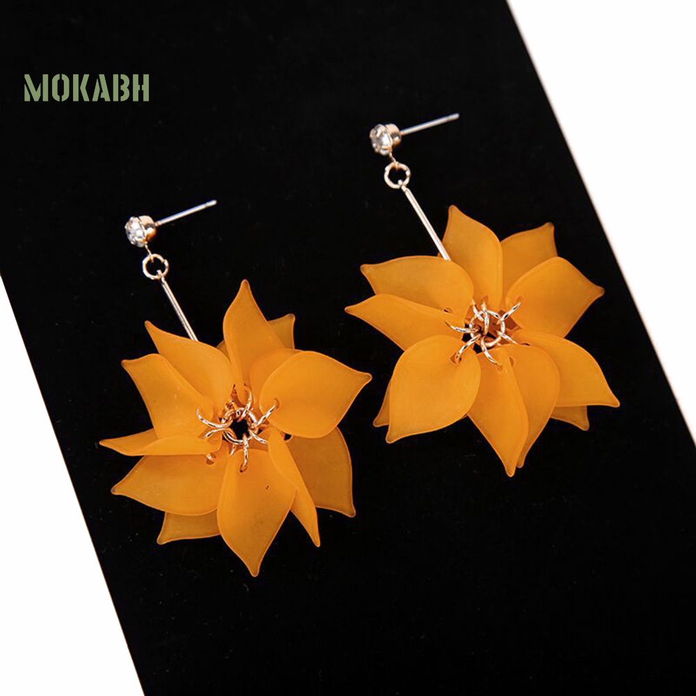 Bông Tai Dáng Dài Hình Cánh Hoa Bằng Nhựa Resin Ngọt Ngào Cho Nữ