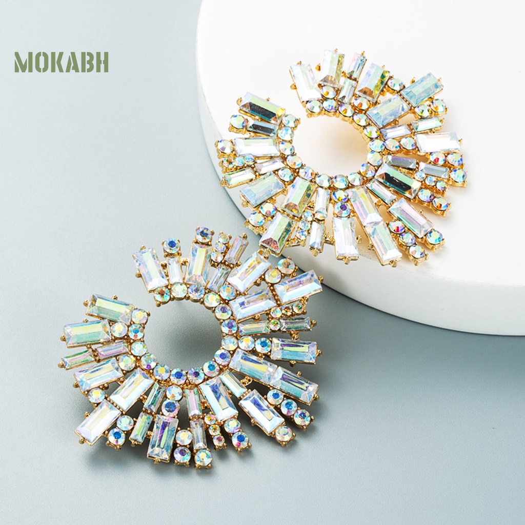 1 Đôi Bông Tai Hoa Hướng Dương Đính Đá Nhiều Màu Phong Cách Bohemian