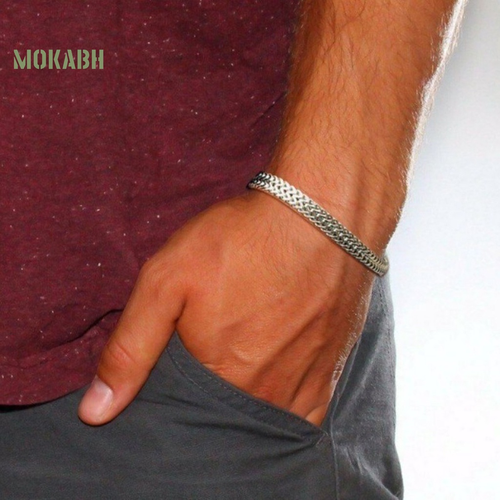 Vòng Đeo Tay Bằng Thép Titan Họa Tiết Xương Rắn Phong Cách Punk Âu Mỹ Thời Trang Cho Nam