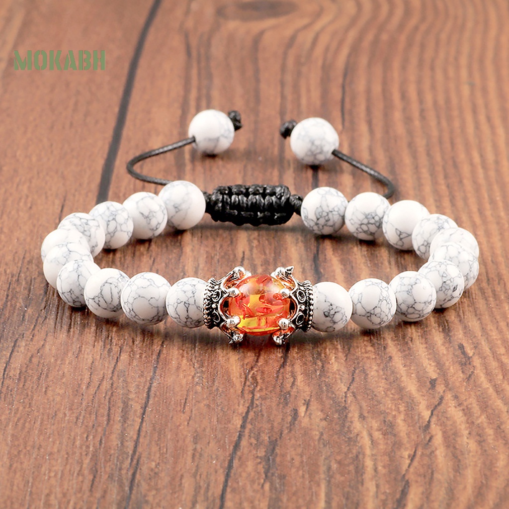 Vòng Tay Bện Dây Mặt Đá Hình Vương Miện Thời Trang Cho Nam