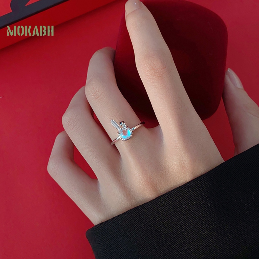 [Mới] Nhẫn Đeo Ngón Tay Đính Đá Mặt Trăng Pha Lê Giả Sáng Bóng Thời Trang Tối Giản Tinh Tế Trang Trí Hình Học / Thỏ