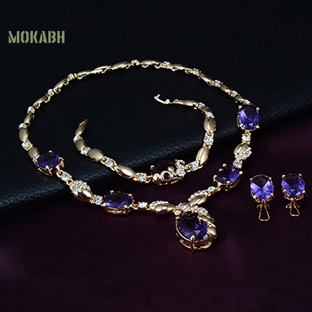 Bộ Trang Sức Gồm Vòng cổ / Vòng Tay / Nhẫn / Bông Tai Dát Đá Quyến Rũ