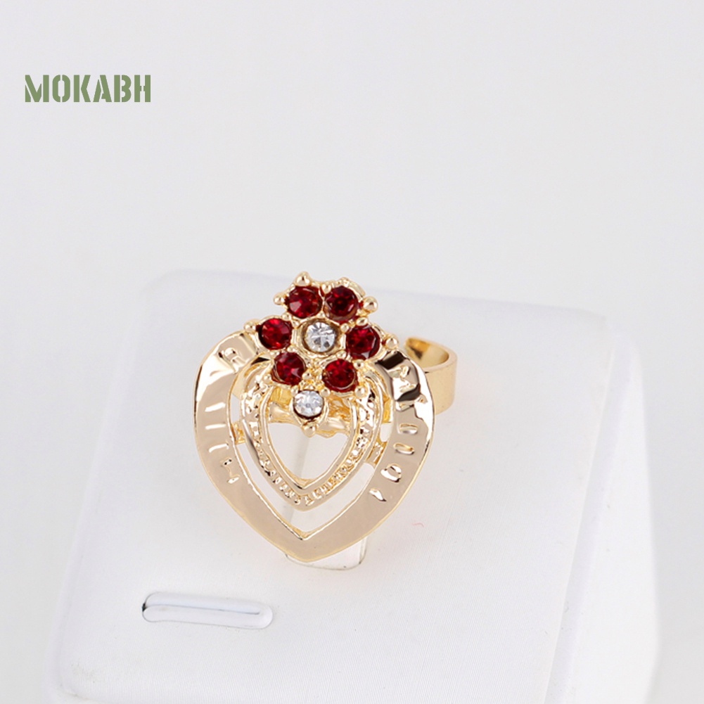 Bộ Trang Sức Vòng Cổ / Nhẫn / Bông Tai Hình Hoa Đính Đá Sang Trọng Cho Nữ