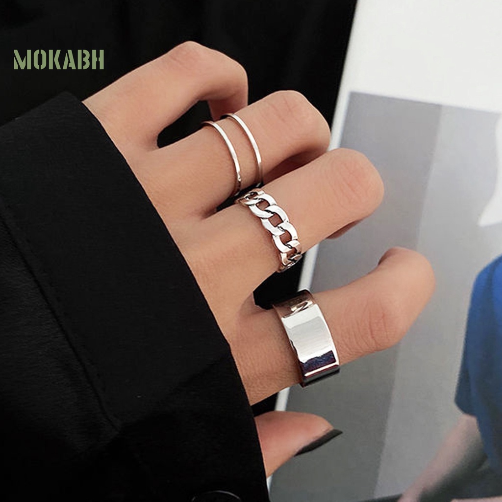 Set 3 Nhẫn Đeo Khớp Ngón Tay Phong Cách Hiphop Cá Tính Cho Nữ