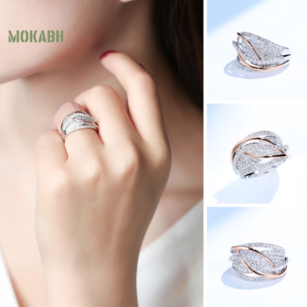 Nhẫn Đính Đá Màu Sắc Tương Phản Thời Trang Cho Nữ