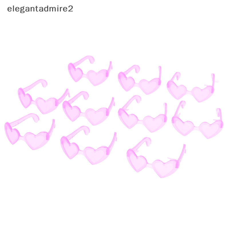 Set 10 Kính Mắt Gọng Nhựa Mini Hình Trái Tim Cho Nhà Búp Bê Tỉ Lệ 1 / 6