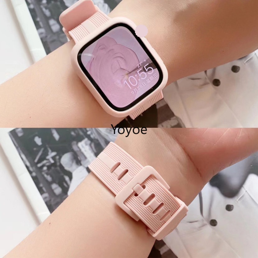 Ốp Silicone + Dây Đeo Thay Thế Cho iWatch 49mm 38mm 42mm 8 7 45mm 44mm 40mm 41mm Series 6 5 3 SE