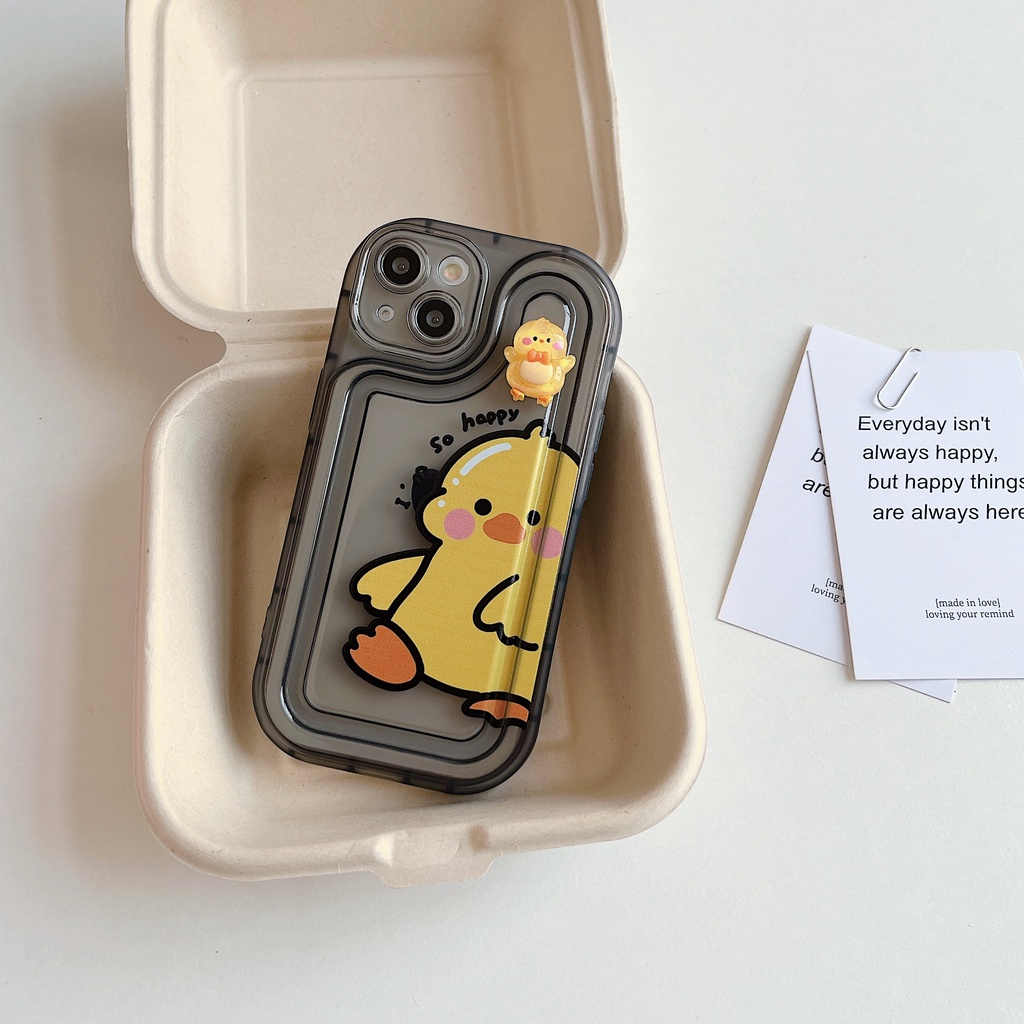 Ốp Điện Thoại TPU Dẻo Trong Suốt Họa Tiết Hoạt Hình Chú Vịt Vàng Dễ Thương Cho iPhone 14 Plus 13 12 11 Pro Max