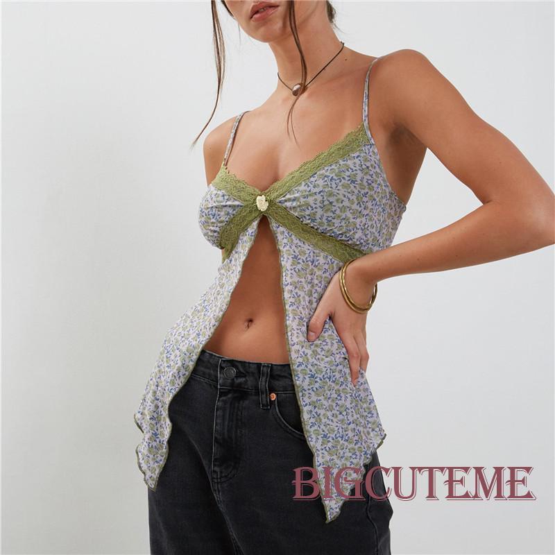 Áo Hai Dây Cổ Chữ V Họa Tiết Hoa Thời Trang Mùa Hè Cho Nữ