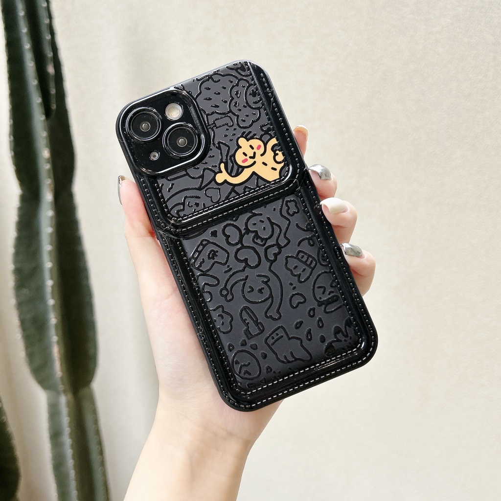 Ốp Điện Thoại tpu Dẻo Màu Đen Họa Tiết Hoạt Hình Dễ Thương Chống Sốc Cho iPhone 14 13 12 11 PRO MAX
