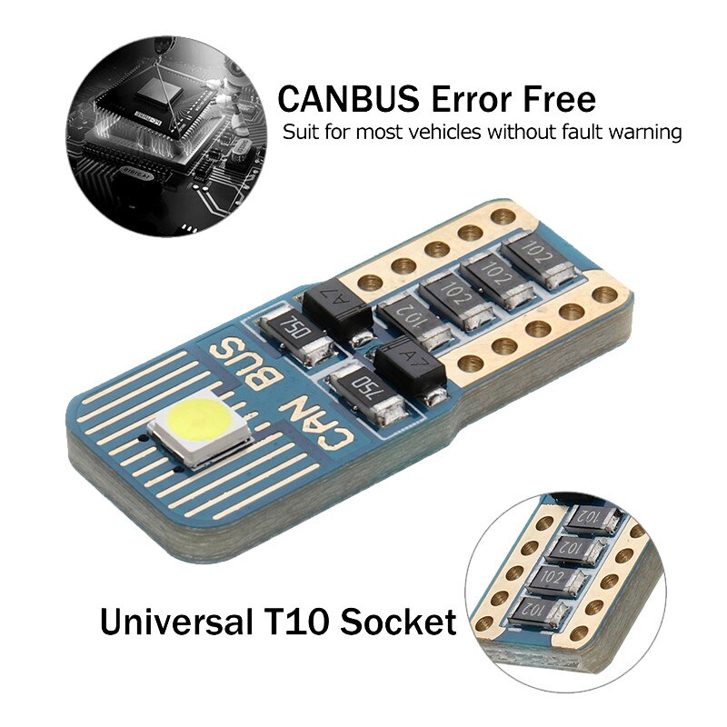 1 Đèn LED T10 W5W 12V 6500K Ánh Sáng Trắng 3030 SMD 194 5W5 Gắn Cửa Xe Hơi
