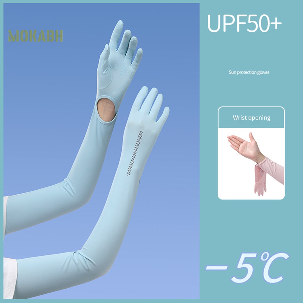 2 Găng Tay Dài 58cm Bằng Lụa Lạnh Thoáng Khí Chống Nắng Chống Trượt Có Thể Điều Chỉnh Kích Thước