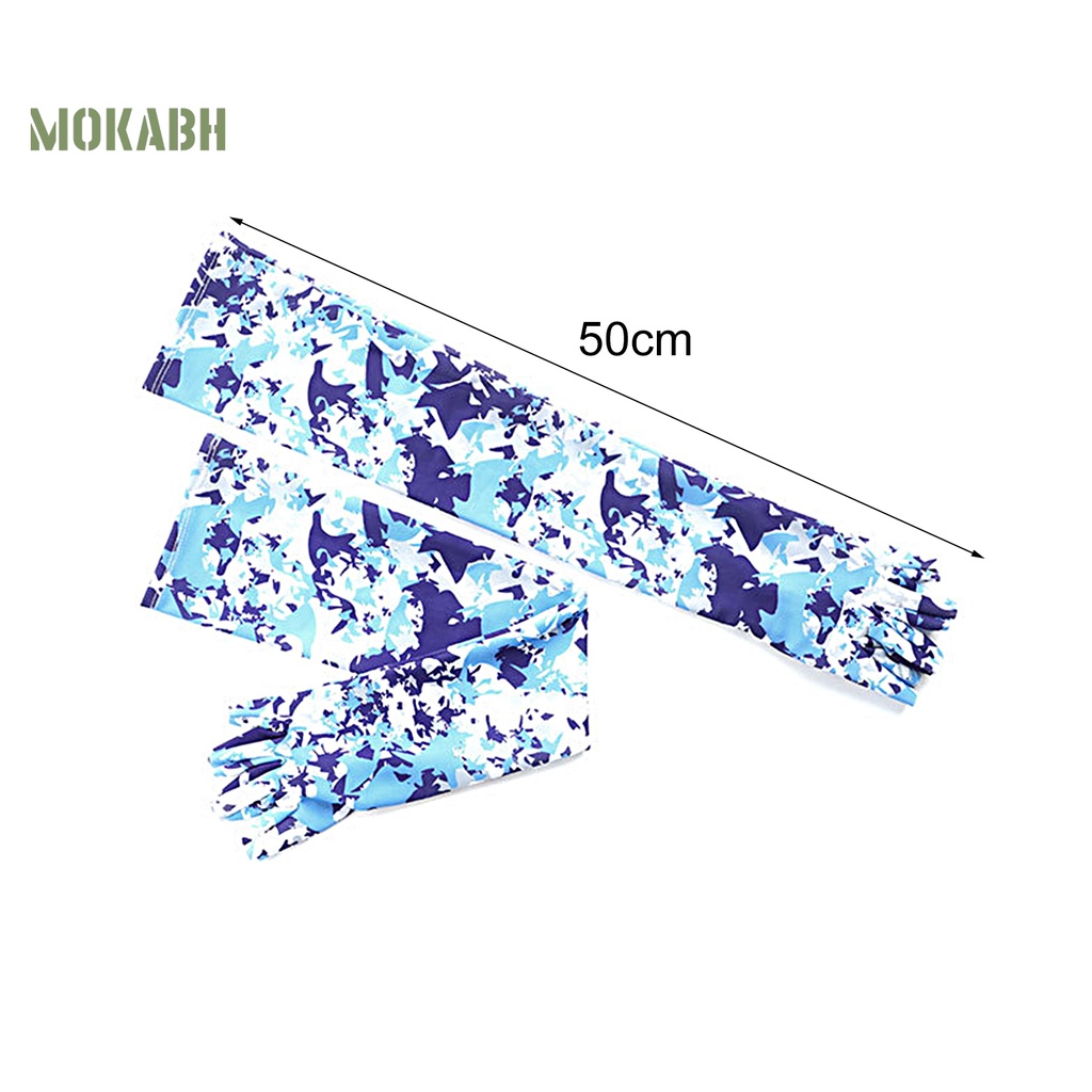 1 Cặp Ống Tay Áo Dài Bằng Lụa Lạnh Chống Trượt Họa Tiết Rằn Ri