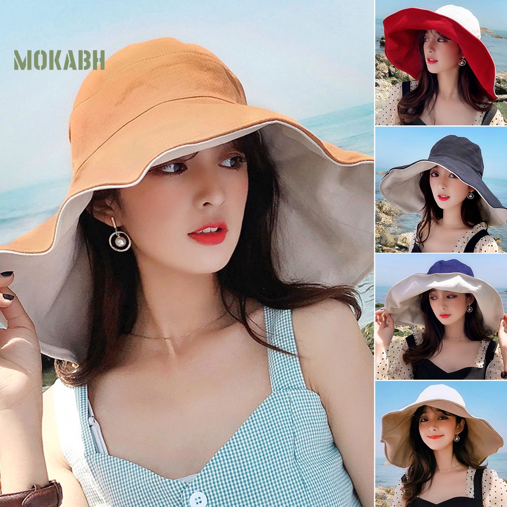 Nón Tai Bèo Hai Lớp Màu Sắc Tương Phản Thời Trang Mùa Hè Cho Nữ