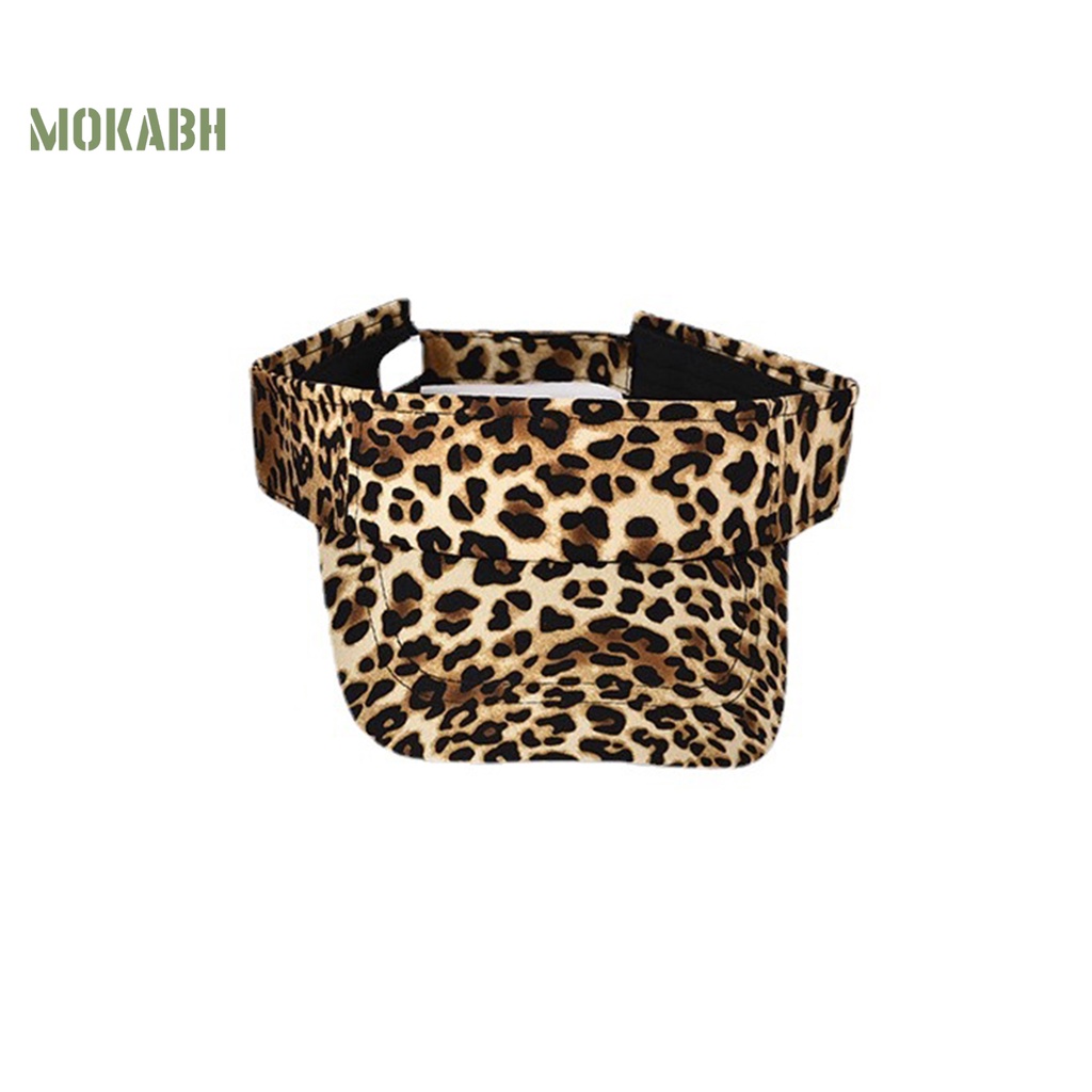 [Mok Abh] Mũ Lưỡi Trai Thể Thao Hở Chóp Có Dây Điều Chỉnh Được Họa Tiết Da Báo Thời Trang Cho Nữ