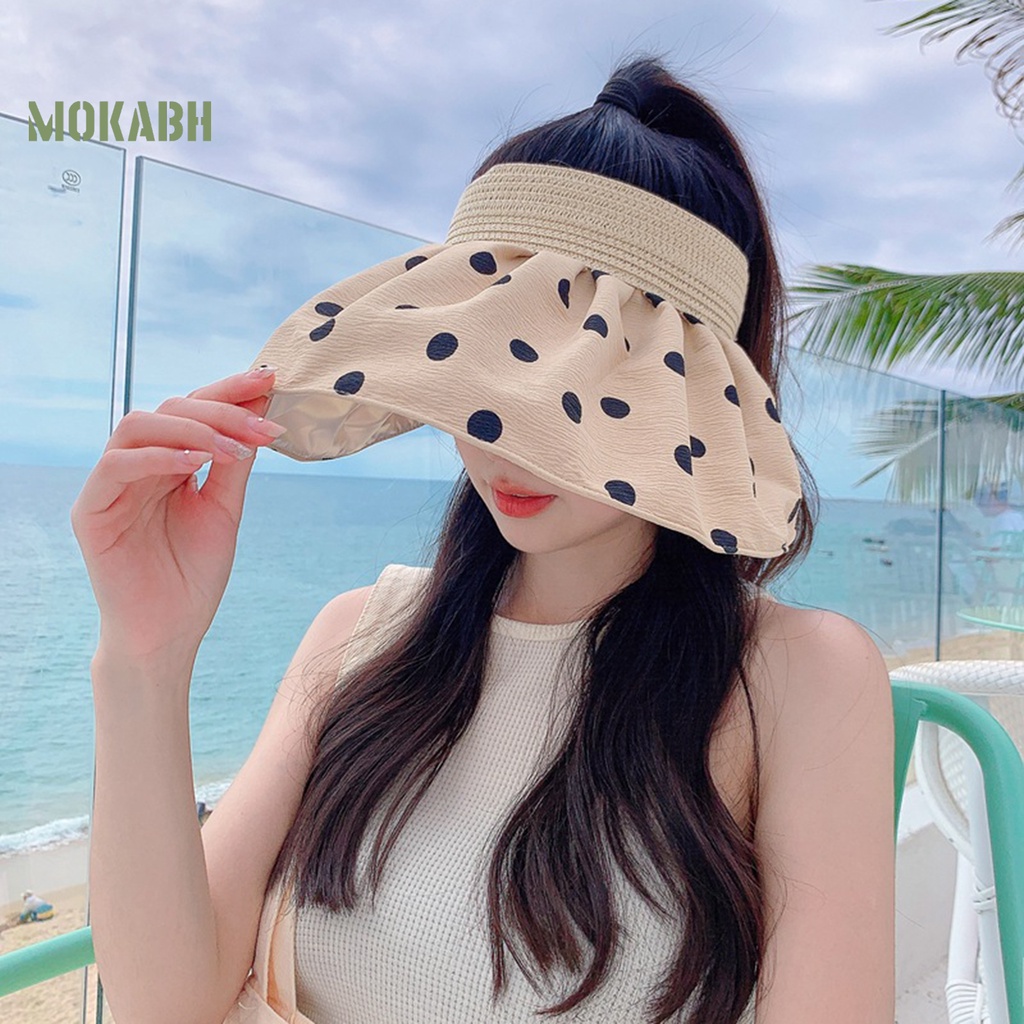Nón Rộng Vành Thoáng Khí Chống Tia UV Họa Tiết Chấm Bi Thời Trang Mùa Hè Cho Nữ