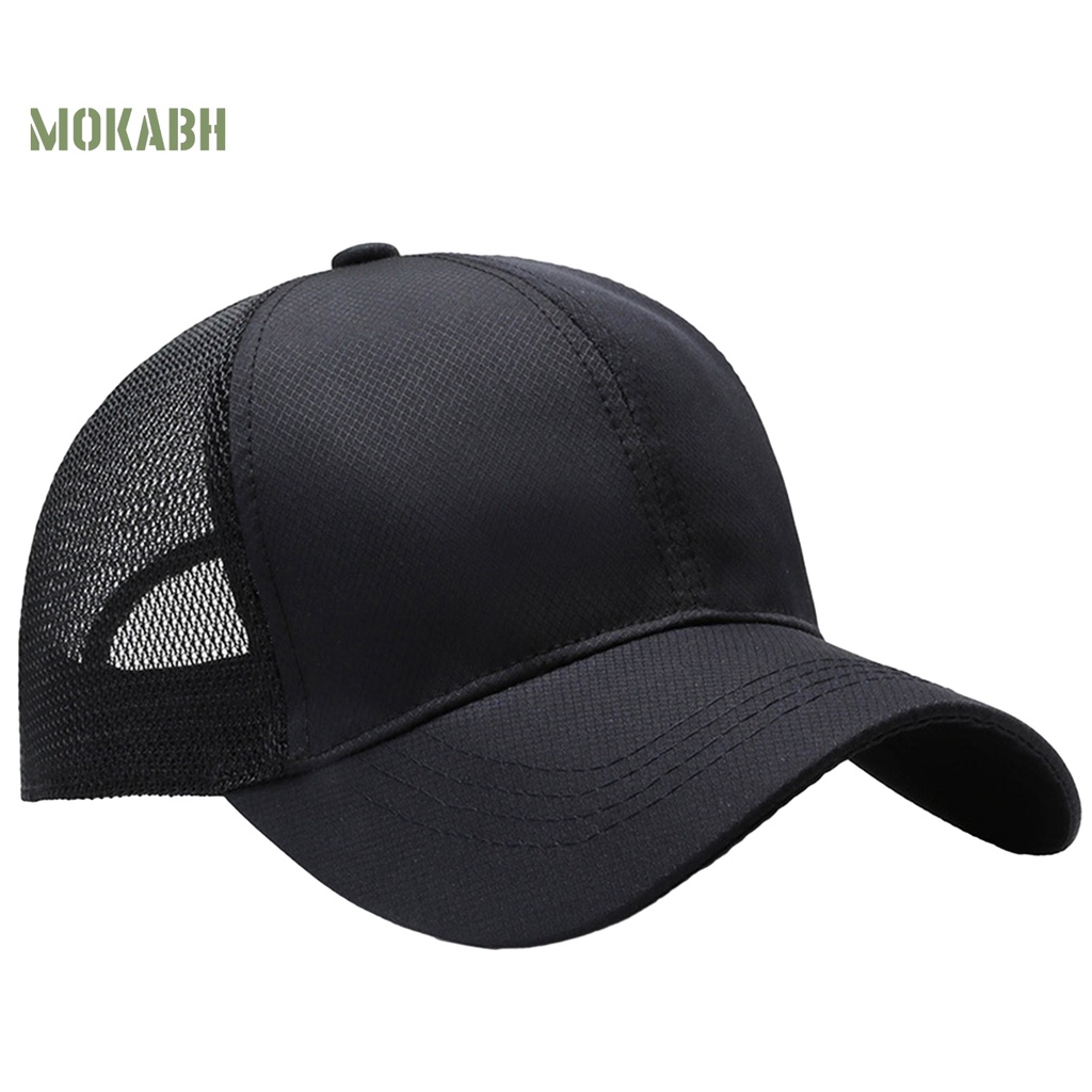 [Mok Abh] Mũ Lưỡi Trai Thể Thao Phối Lưới Màu Trơn Có Thể Điều Chỉnh Kích Thước