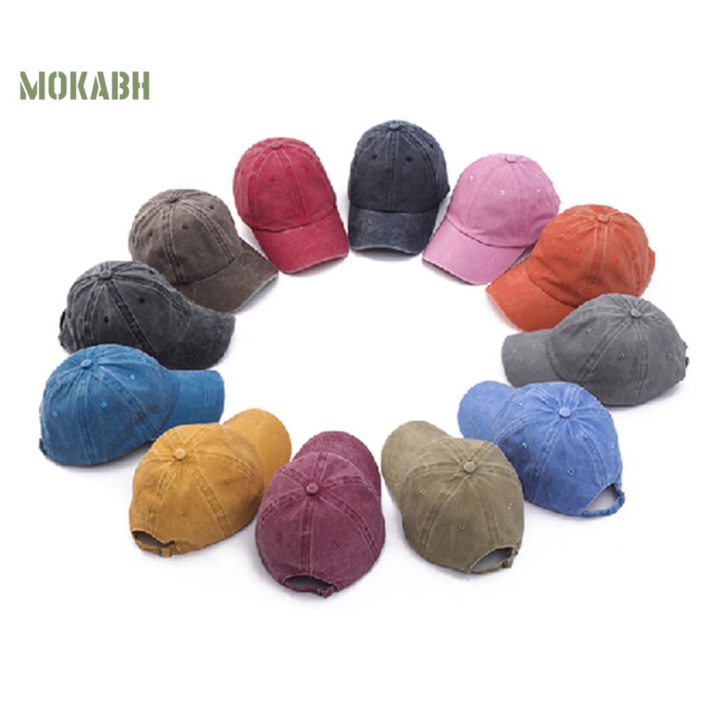 [Mok Abh] Mũ Bóng Chày Mềm Mại Có Khóa Cài Vành Lớn Thoải Mái Phong Cách Cổ Điển Có Thể Điều Chỉnh Dành