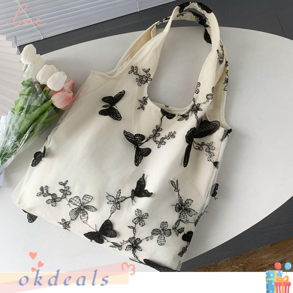 Túi Đeo Vai Bằng Vải Canvas Phối Lưới Thời Trang Cho Nữ