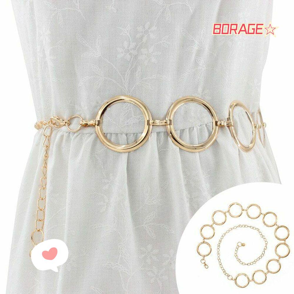 Borag Thắt Lưng Dây Xích Móc Tròn Bằng Kim Loại Thời Trang Cho Nữ