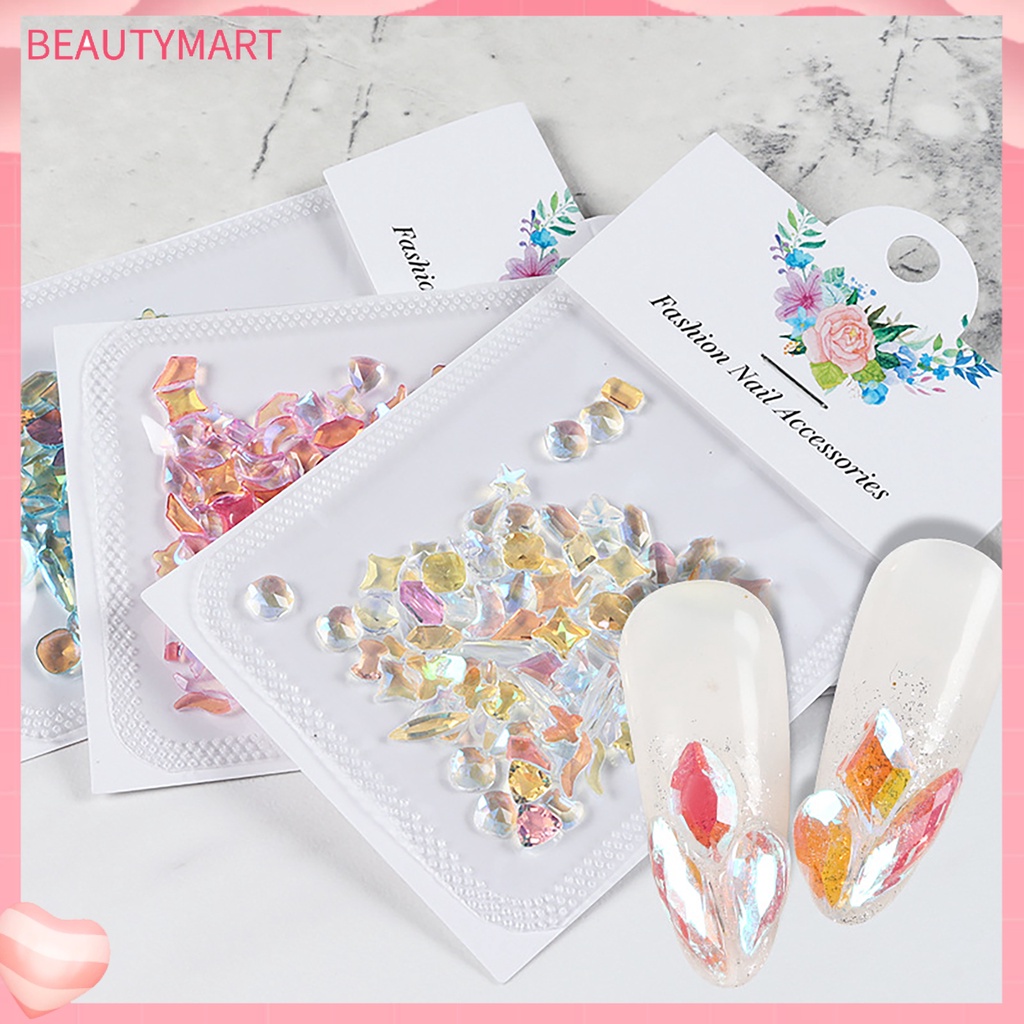 Set 100 Phụ Kiện Trang Trí Móng Tay Nghệ Thuật Nhiều Màu Sắc Không Phai