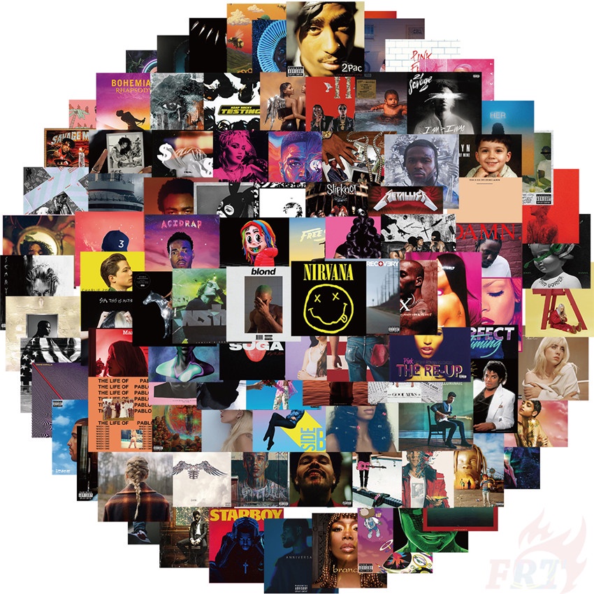 Bộ 100 Cái ❉ ♬ Miếng Dán Trang Trí Album Nhạc Độc Đáo Sáng Tạo ❉ Miếng Dán Đề Can Họa Tiết Doodle Chống Thấm Nước Độc Đáo Thời Trang DIY