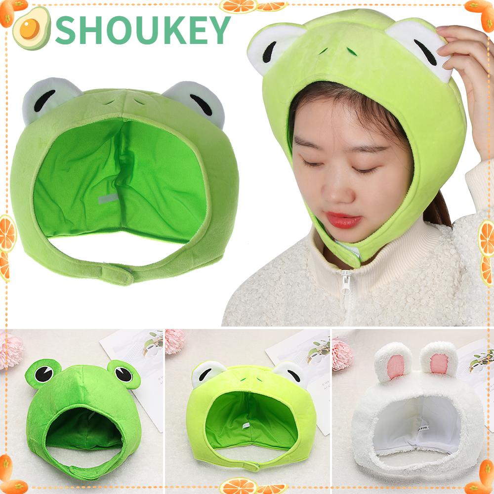 SHOUKEY Mũ Beanie Giữ Ấm Hình Mắt Ếch / Thỏ Hoạt Hình Màu Xanh Lá Dành Cho Nam Nữ