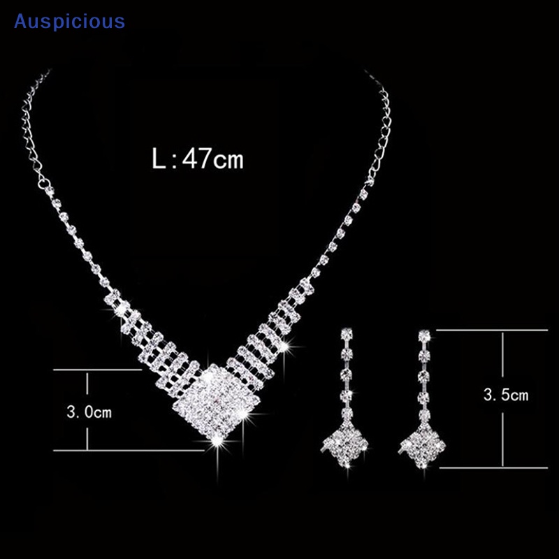 Bộ Vòng cổ + Bông Tai Mạ Bạc Đính Đá Pha Lê Thời Trang Cho Nữ