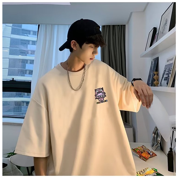 Áo Thun Cotton Tay Ngắn Dáng Rộng Phong Cách Đường Phố Mỹ Thời Trang Mùa Hè Cho Nam