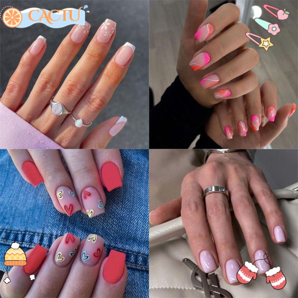 Bộ Móng Tay Giả DIY Che Phủ Toàn Diện Đầu Vuông Có Thể Dùng Làm Móng