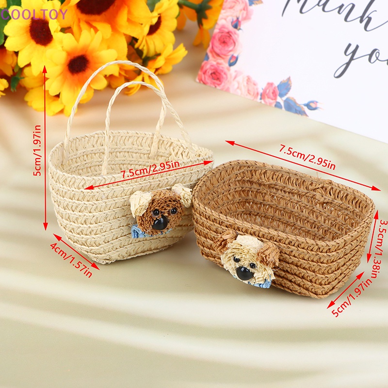 Giỏ Đan Mini Đựng Đồ Đa Năng Cho Nhà Búp Bê Tỷ Lệ 1 / 12
