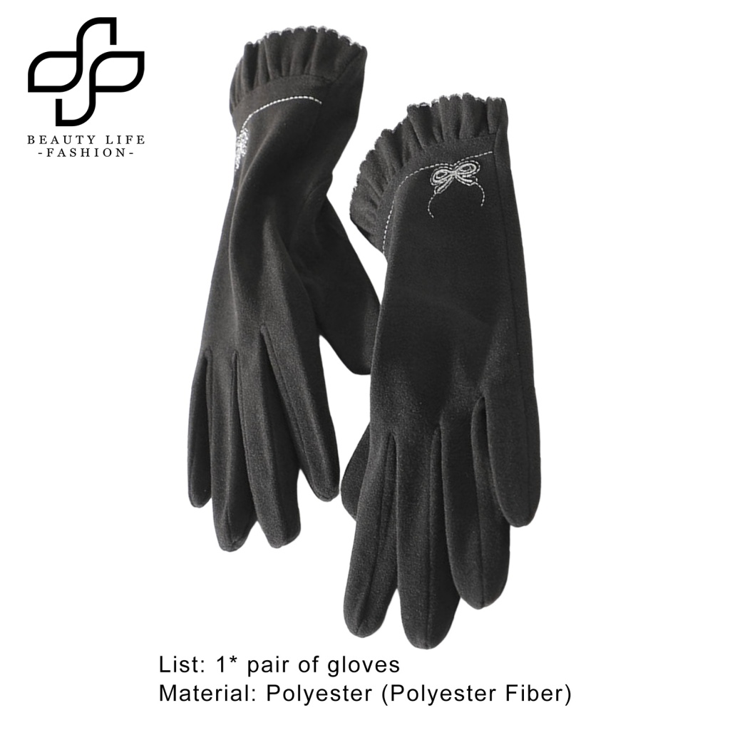 1 Đôi Găng Tay Chống Gió Chống Lạnh Dày Dặn Màu Trơn Có Thể Chạm Màn Hình Cảm Ứng Thời Trang Thu Đông Cho Nữ