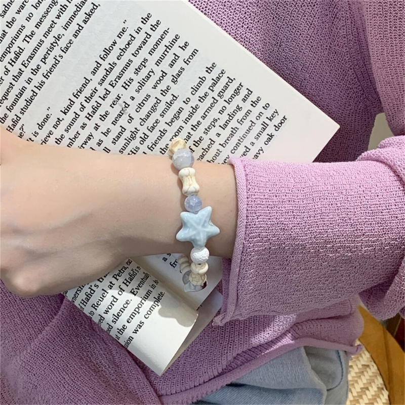 Lắc Tay Chuỗi Hạt Sứ Hình Sao Biển Màu Macaron Xinh Xắn Cho Nữ