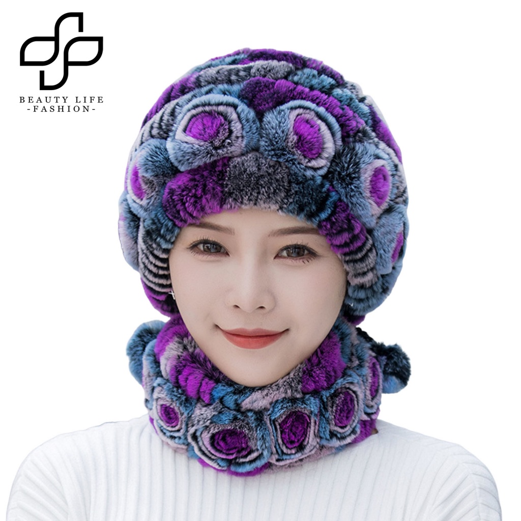 1 Bộ Mũ Trùm Đầu Và Khăn Choàng Cổ Bằng Vải Bông Dày Dặn Độ Co Giãn Cao Ấm Áp Nhiều Màu Sắc Dành Cho Nữ