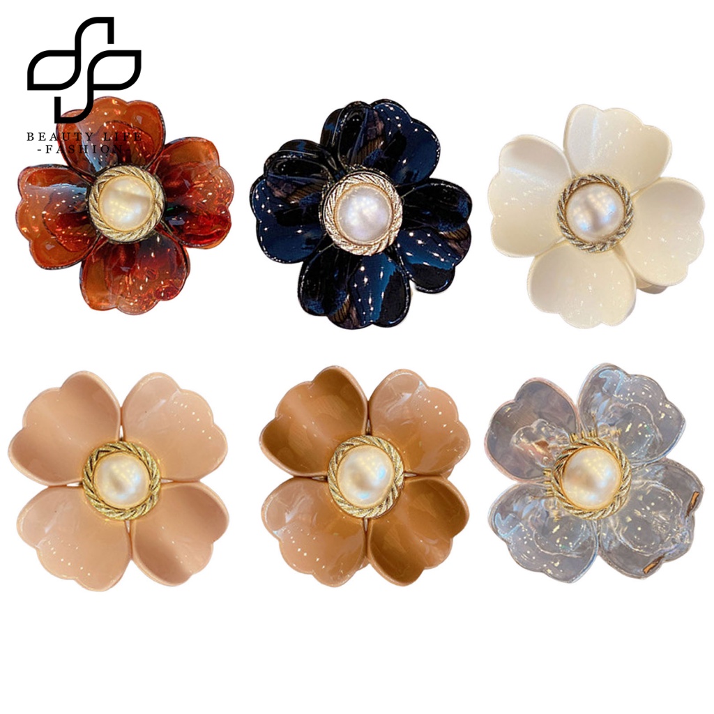 Kẹp Tóc Càng Cua Đính Ngọc Trai Giả Bằng Nhựa Màu Sắc Tươi Sáng