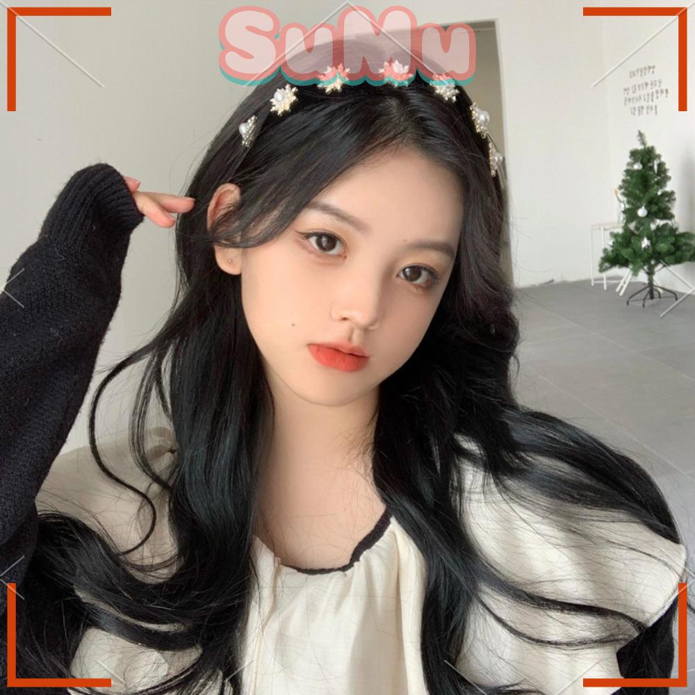 Băng Đô Vải Nhung Họa Tiết Bông Tuyết Phong Cách Retro