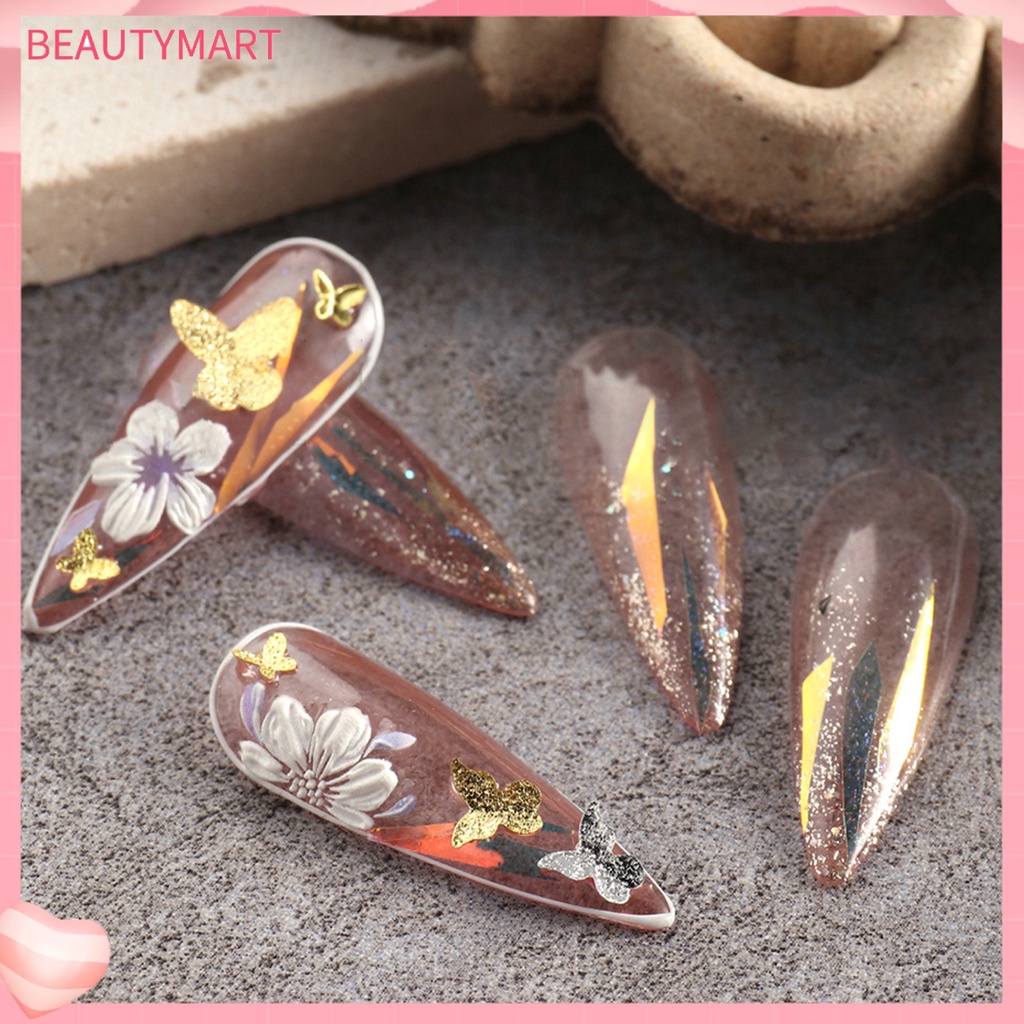 1 Hộp Phụ Kiện Trang Trí Móng Tay Hình Bướm 3D Bằng Kim Loại Chống Rỉ