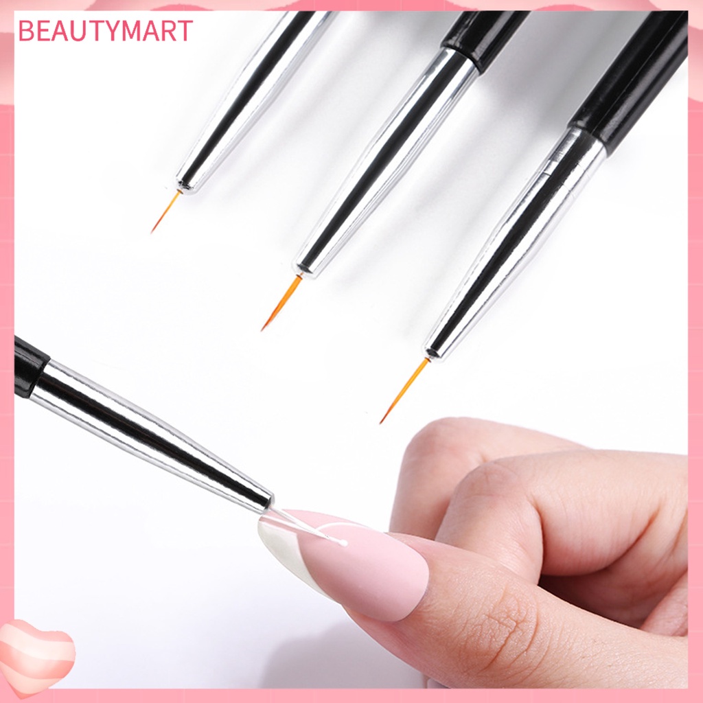 Set 3 Bút Vẽ Trang Trí Móng Nghệ Thuật Thanh Đen Gọn Nhẹ Có Thể Tái Sử Dụng Cho Nữ