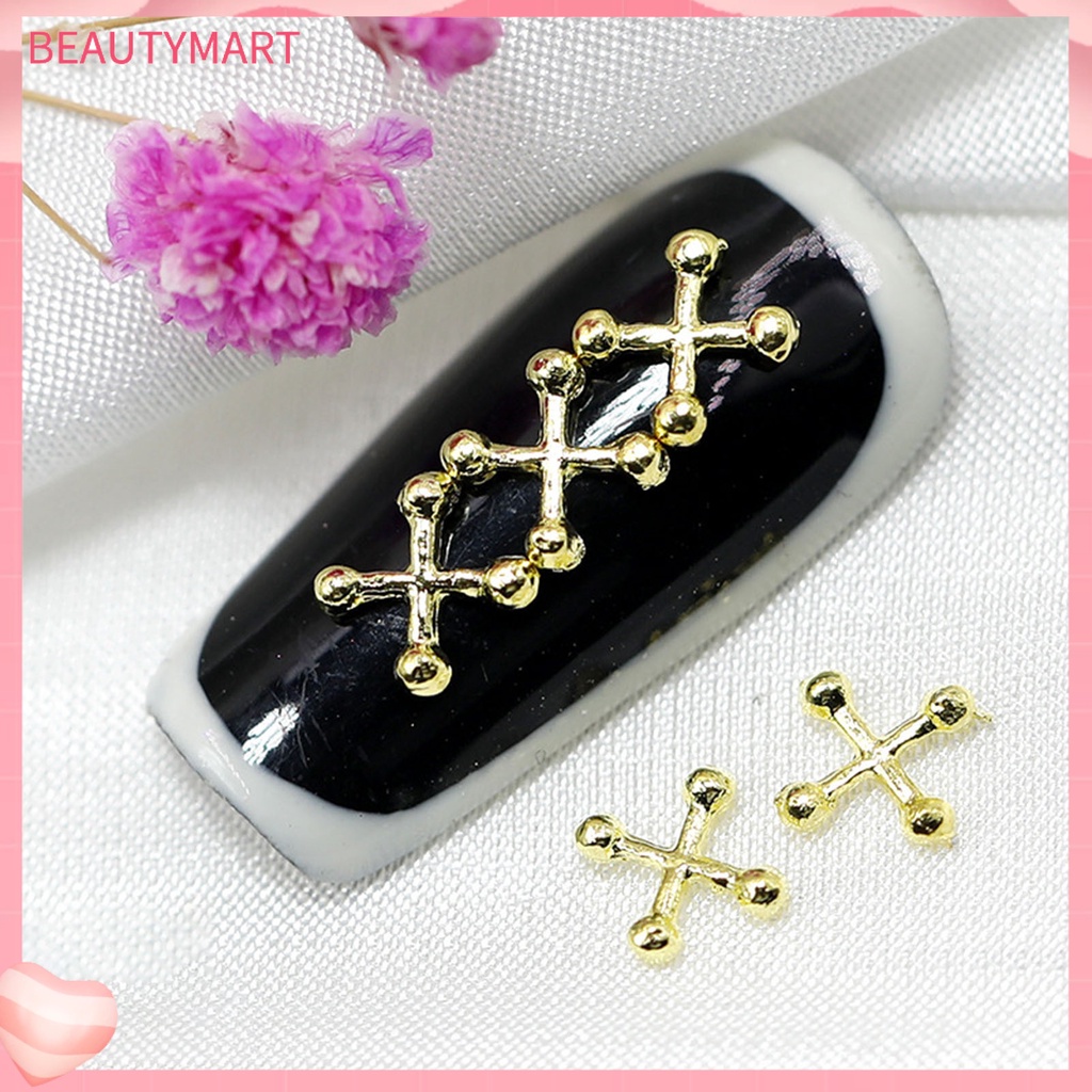 [beautymart] Set 10 Phụ Kiện Trang Trí Móng Tay Nghệ Thuật Hình Chữ Thập Bằng Hợp Kim Kẽm 3D Sống Động Có Thể Tái Sử Dụng Dễ Sử Dụng