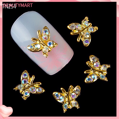 Set 10 Phụ Kiện Trang Trí Móng Tay Hình Bướm 3D Bằng Hợp Kim DIY