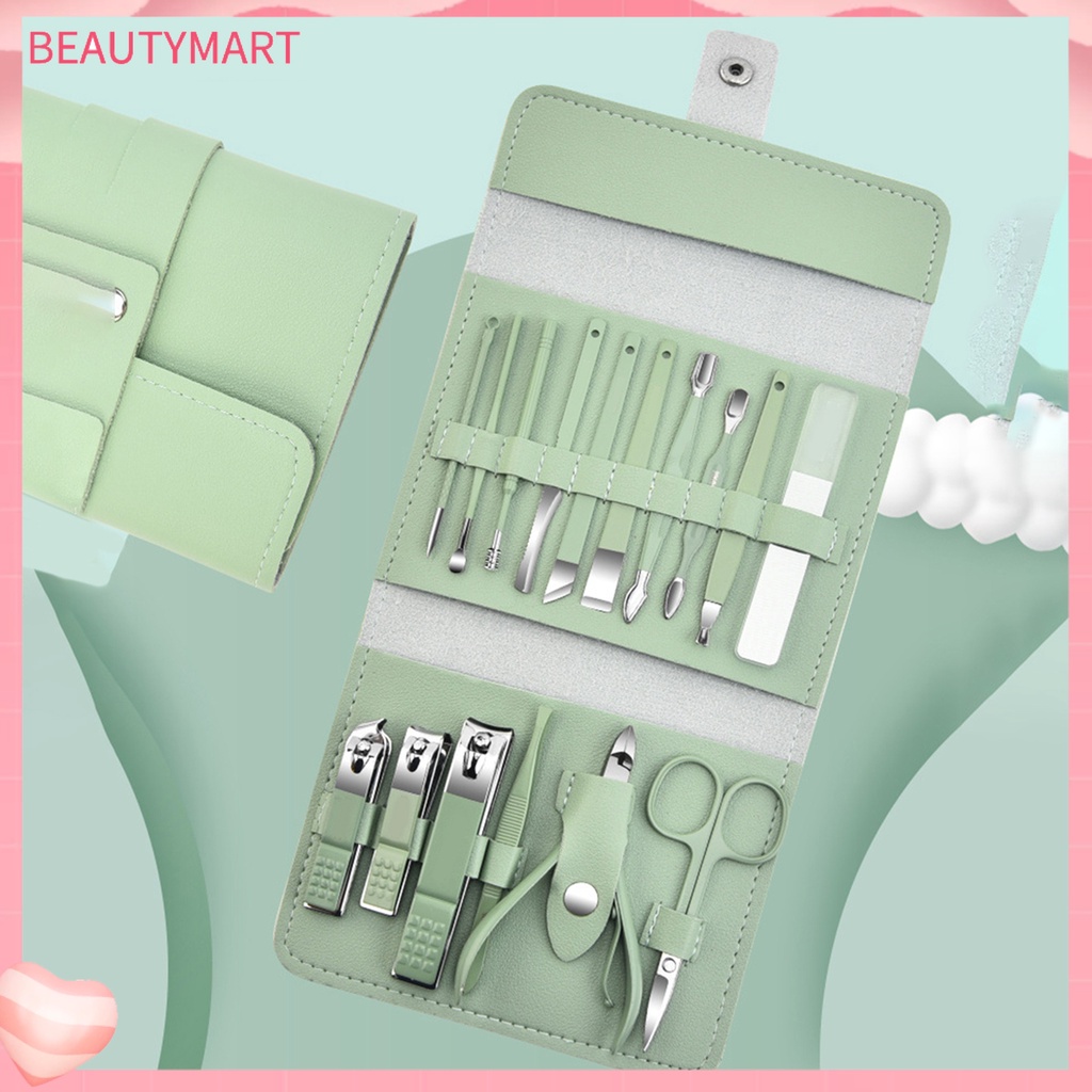 Túi 16 Dụng Cụ Làm Móng Bằng Thép Không Gỉ Độ Cứng Cao Có Thể Gấp Gọn Tiết Kiệm Sức Khỏe