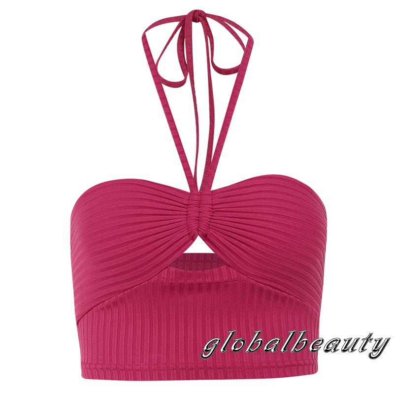 Áo Croptop Dệt Kim Hai Dây Màu Trơn Thời Trang Mùa Hè Dành Cho Nữ