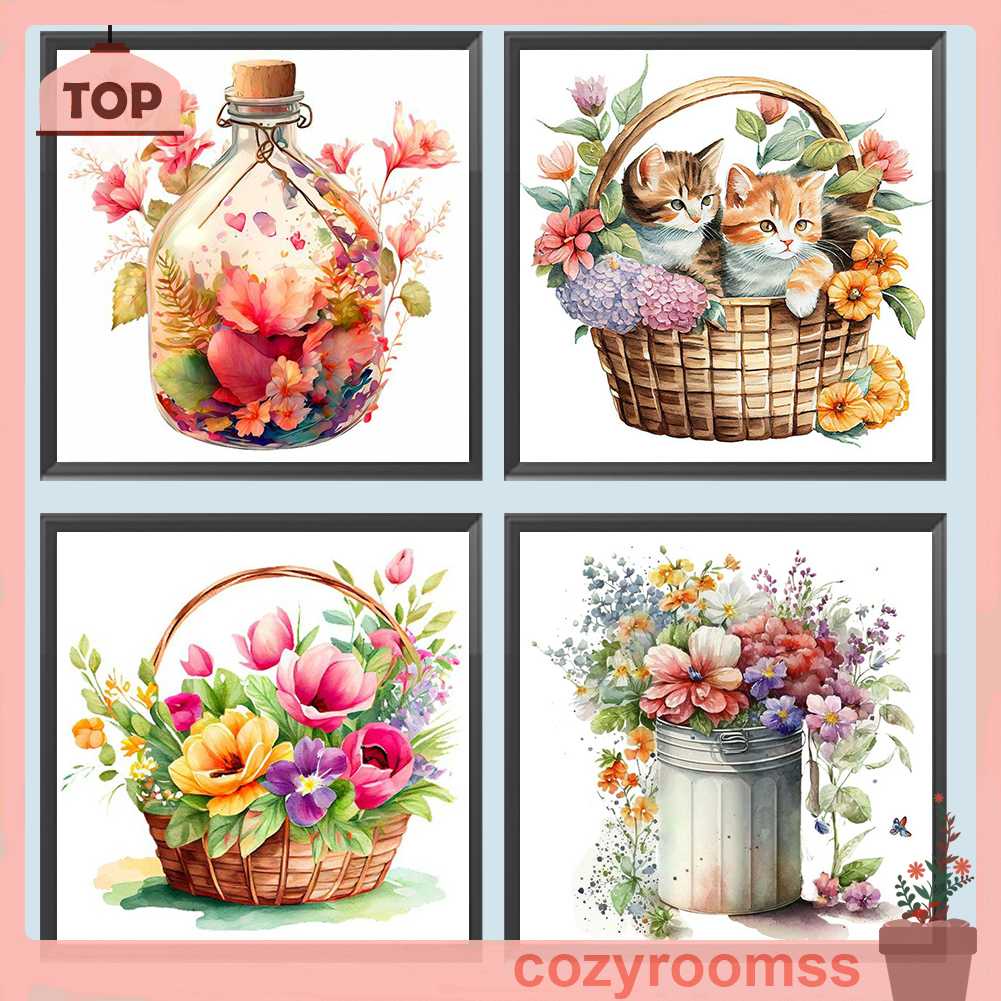 Tranh Đính Đá Kim Cương Toàn Bộ 5D DIY Hình Vẽ Hoa Trang Trí Nhà Cửa