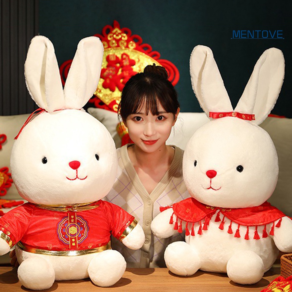 Thỏ Nhồi Bông May Mắn Phong Cách Trung Hoa Dễ Thương Cho Năm Mới 2023