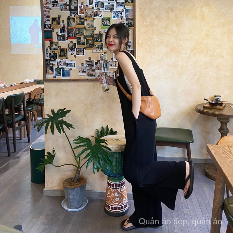 Dây Chuyền Thiết Kế Cảm Biến Phiên Bản Hàn Quốc❣Jumpsuit Dài Ống Rộng Bằng Lụa Mát Mỏng Phong Cách Hong Kong Kiểu Mới Cho Nữ