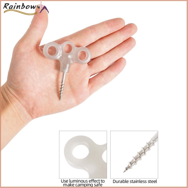 Bộ 10 Đinh Cắm Trại Bằng Thép Không Gỉ Dạ Quang