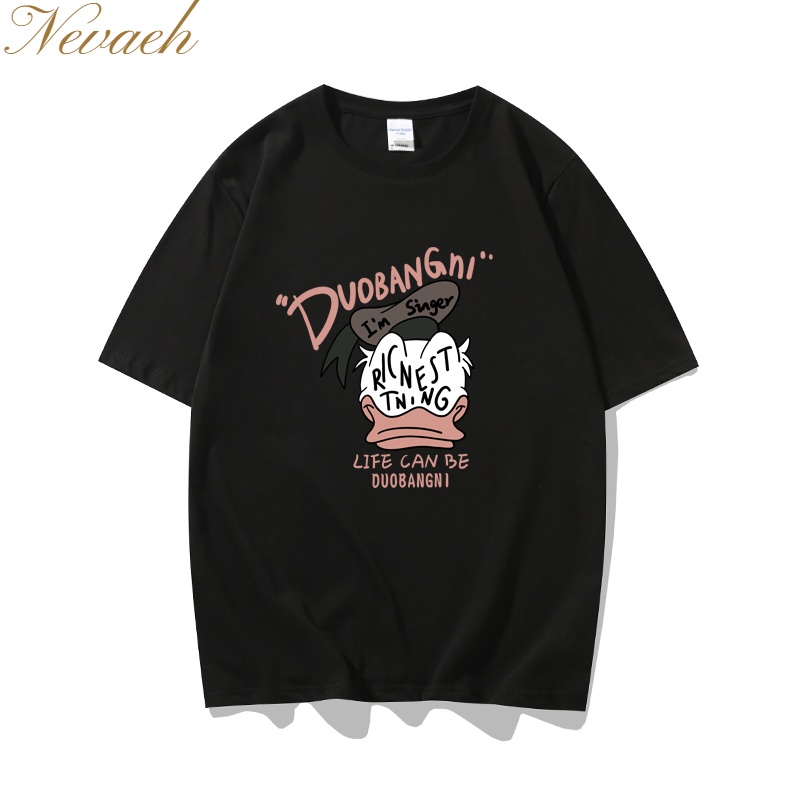 Áo Thun Nữ Cổ Tròn In Hình Vịt Donald Hoạt Hình Thời Trang Mùa Hè