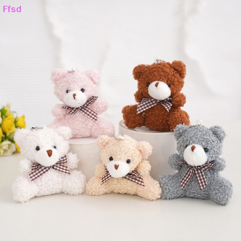 Móc Chìa Khóa Đồ Chơi Mini Bằng Cotton Mềm Hình Gấu / Thỏ / Cún Nhồi Bông Dễ Thương Cho Bé Gái Và Trẻ Em